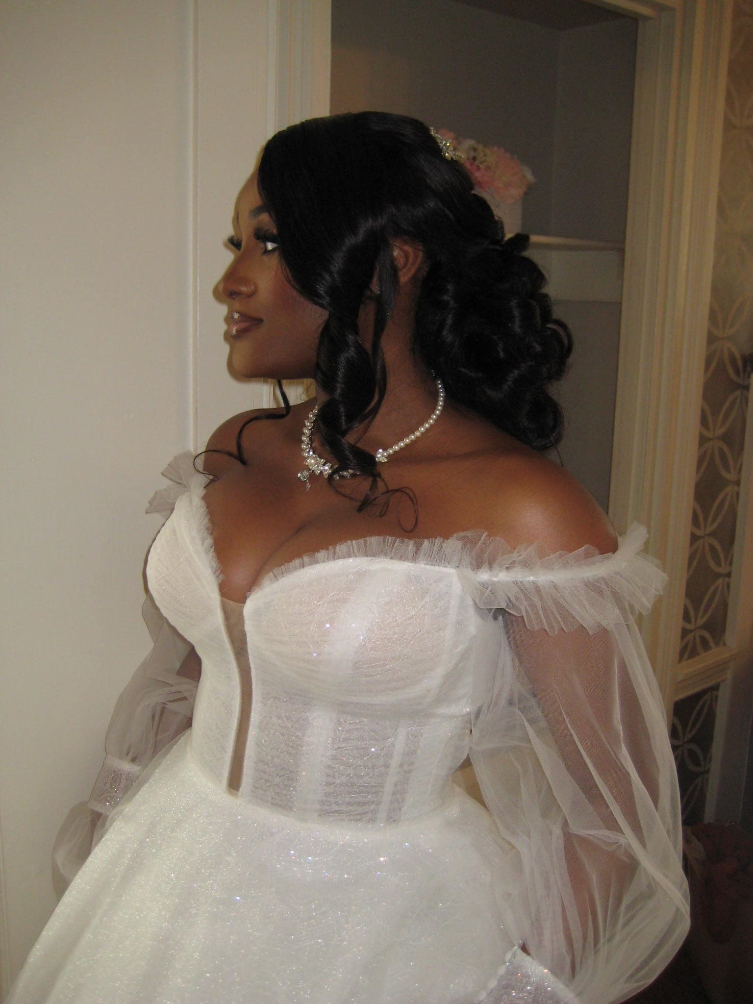 Ekemini in profile on her wedding day.